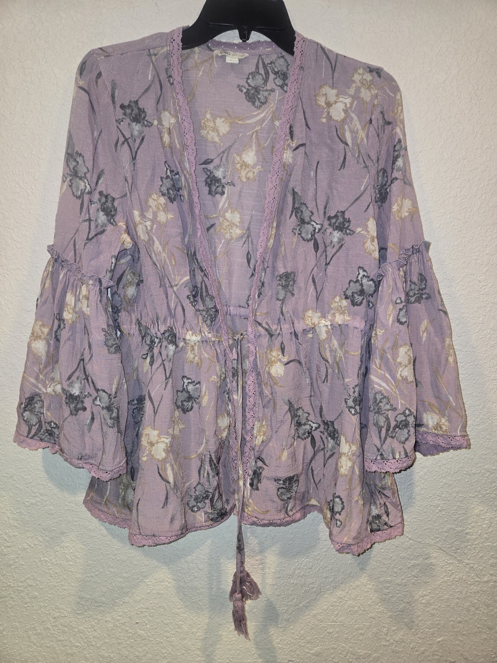 Cato Size M Lavender Floral Sheer Cover-Up